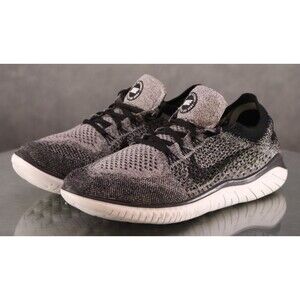 Nike Free Run Flyknit Women's Running Shoes Size 9 Oreo Black Gray 942839-101